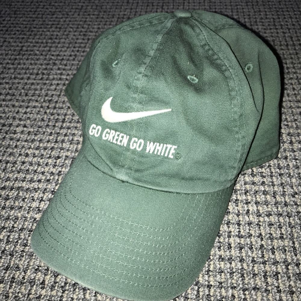 Michigan State Spartans Nike Heritage 06 Green Strap back Hat Go Green Go White‎